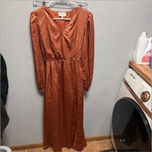 CELADON Women's Long Sleeve Rust Dress
